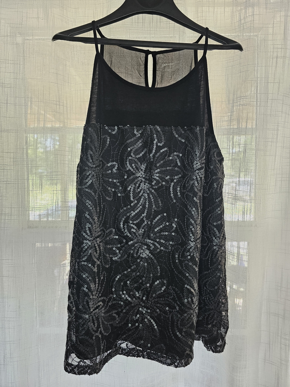 Lane Bryant Black Sequin Lace Overlay Camisole